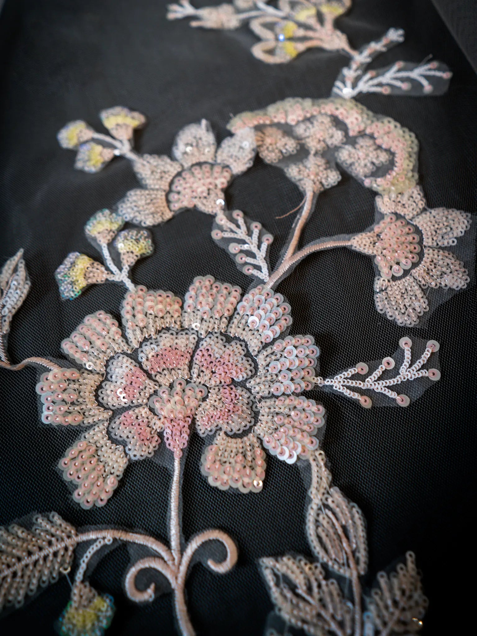 Ethereal Pastel Floral Sequin Cathedral Bridal Veil