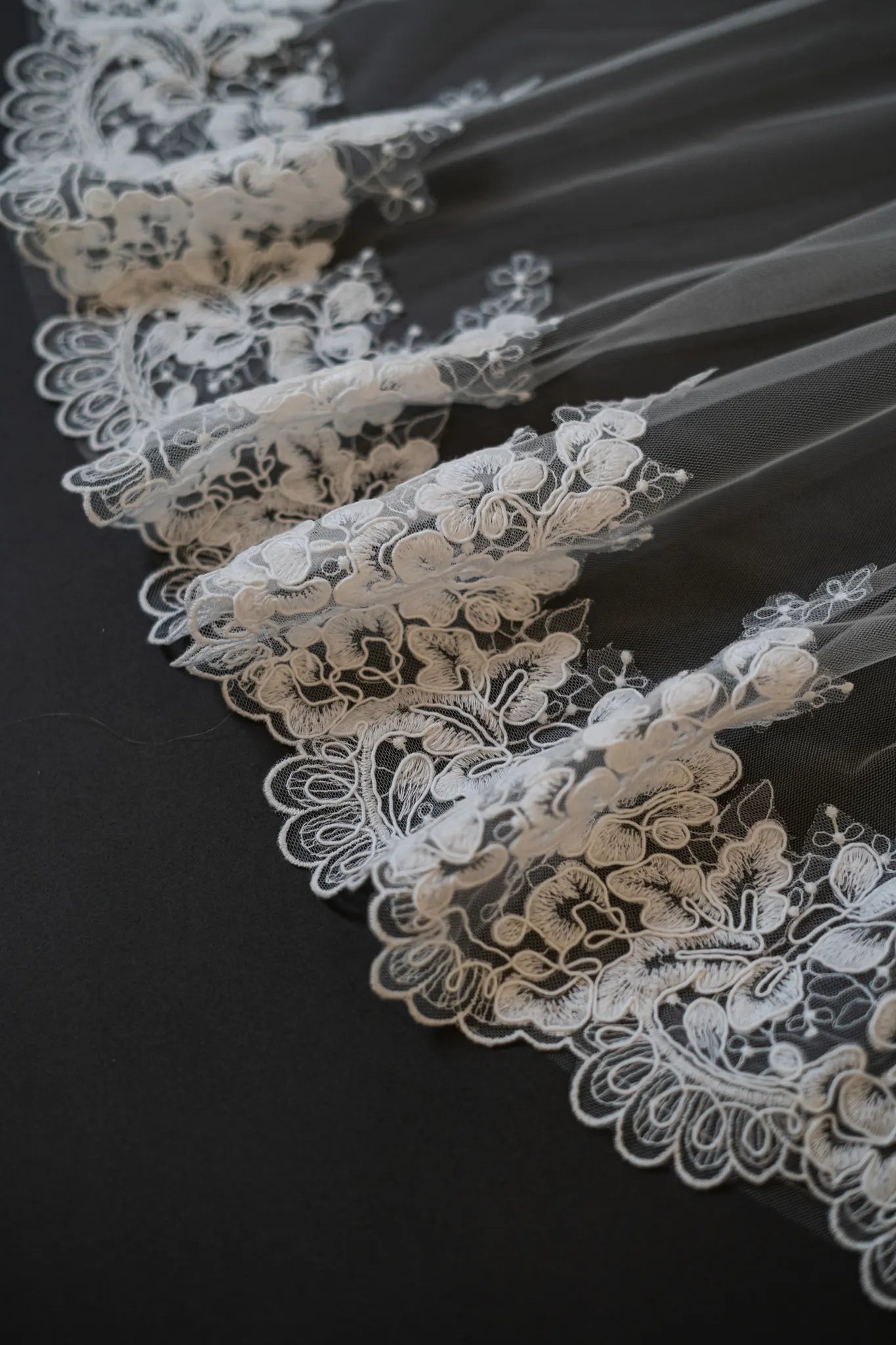 Timeless Scalloped Lace Edge Cathedral Mantilla Bridal Veil