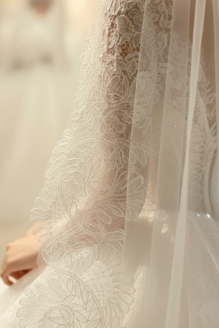 V1: Floral Lace Edge Bridal Veil
