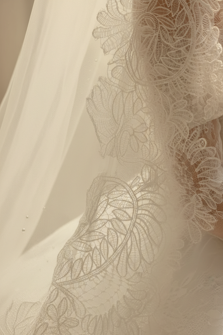 V1: Floral Lace Edge Bridal Veil