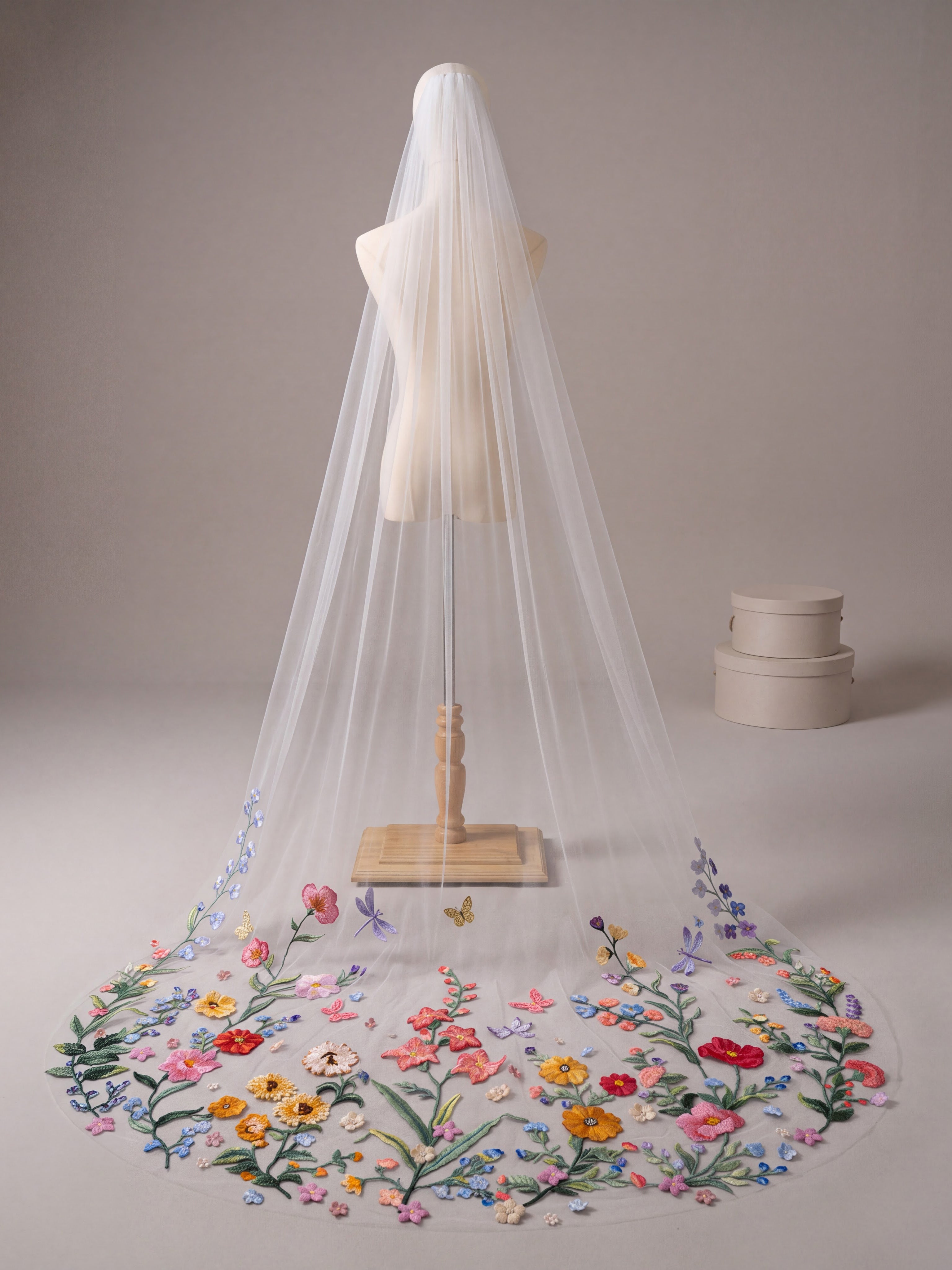 Bespoke Botanical Meadow Embroidered Wedding Veil