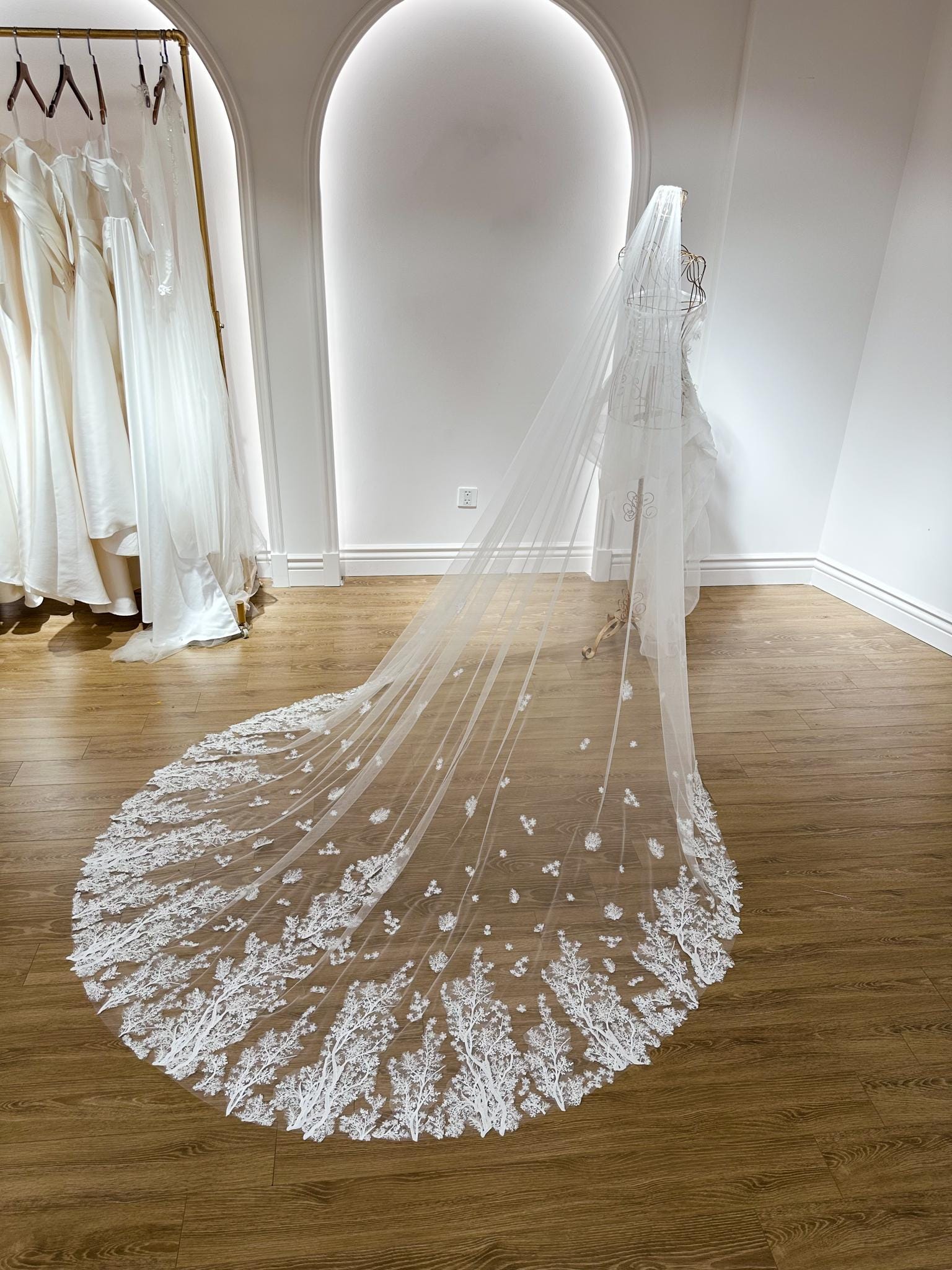 Royal Cathedral Floral Vine Lace Bridal Veil