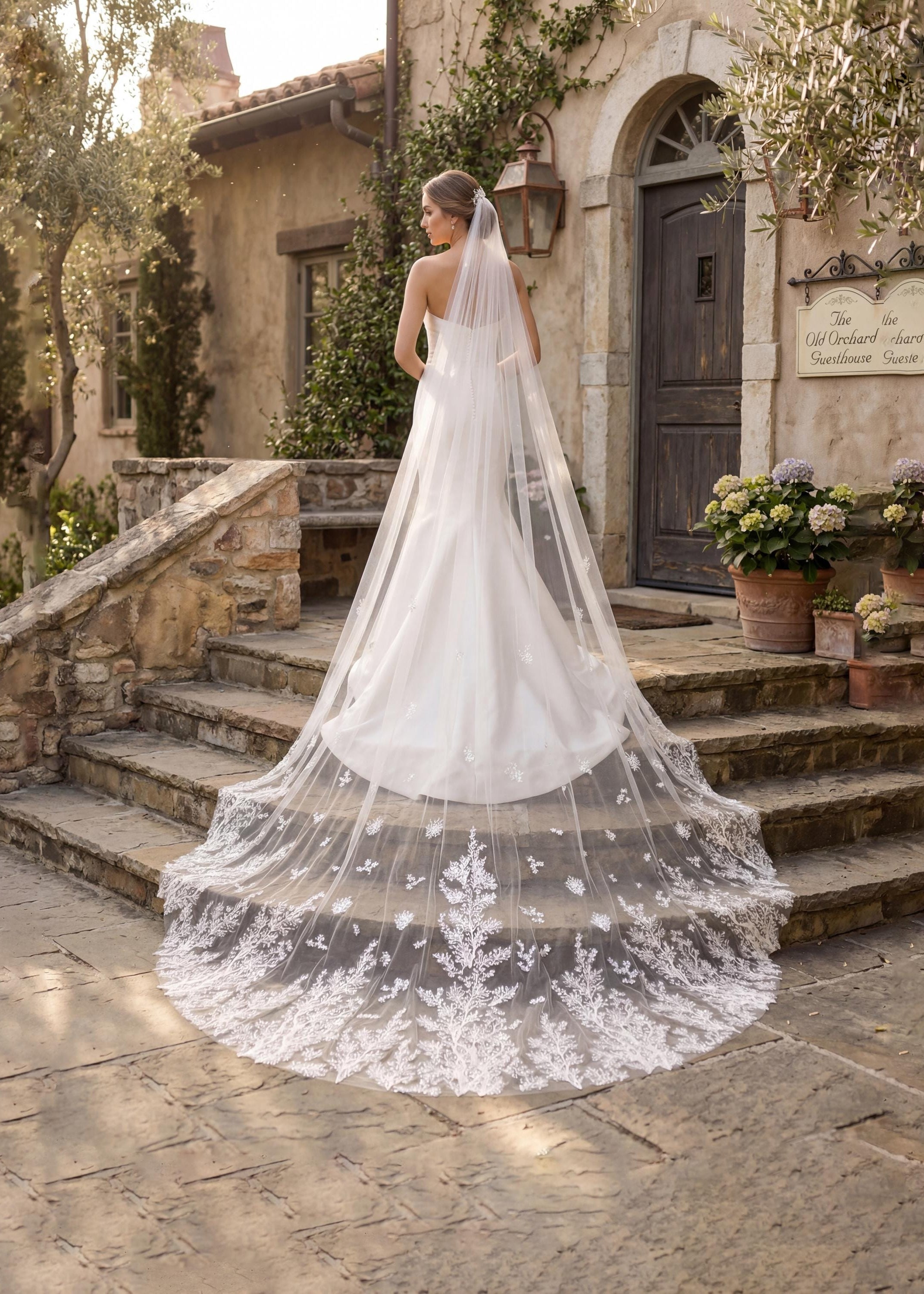 Botanical Branch Lace Bridal Veil | Woodland Cathedral Drop