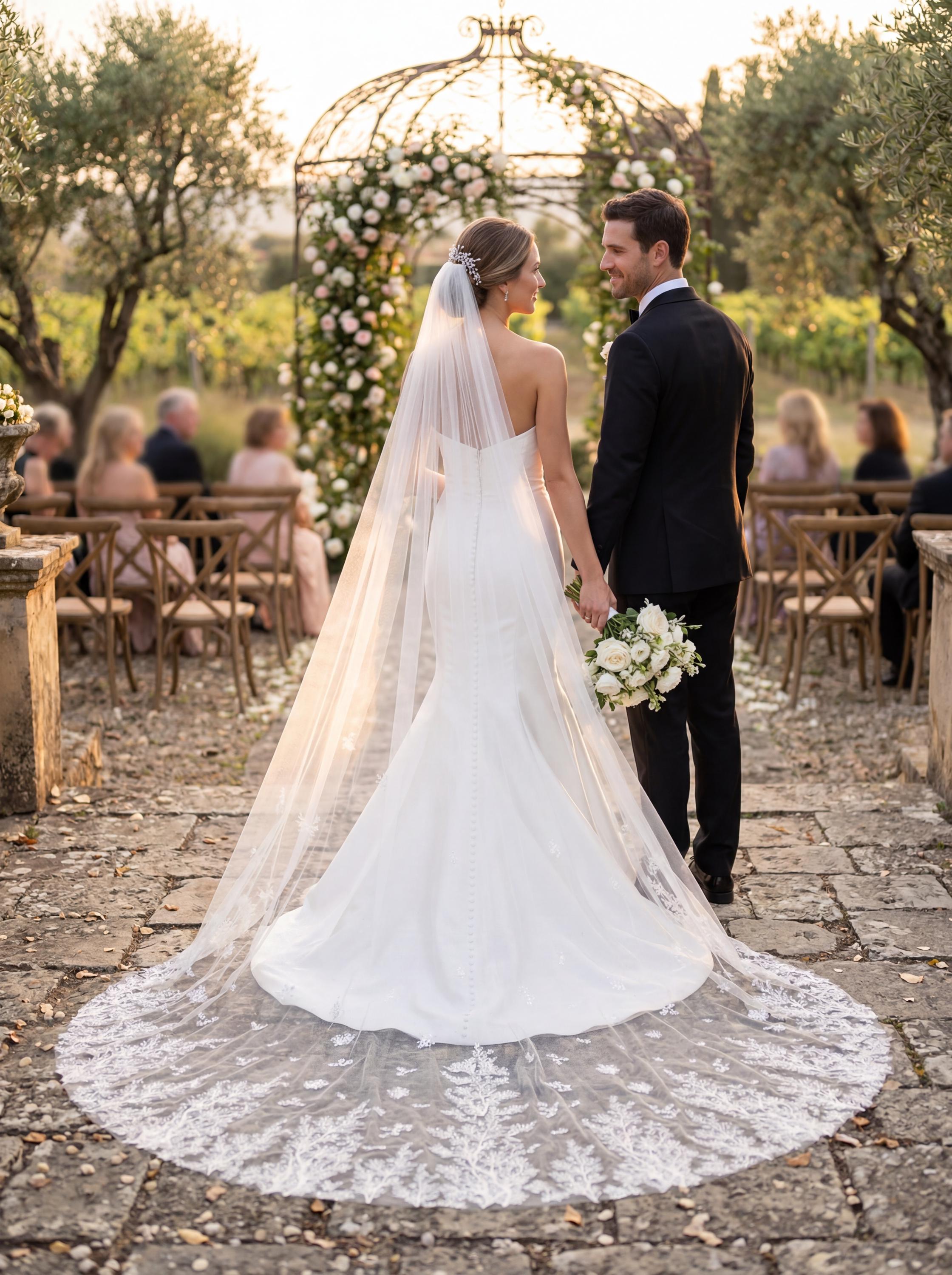 Botanical Branch Lace Bridal Veil | Woodland Cathedral Drop