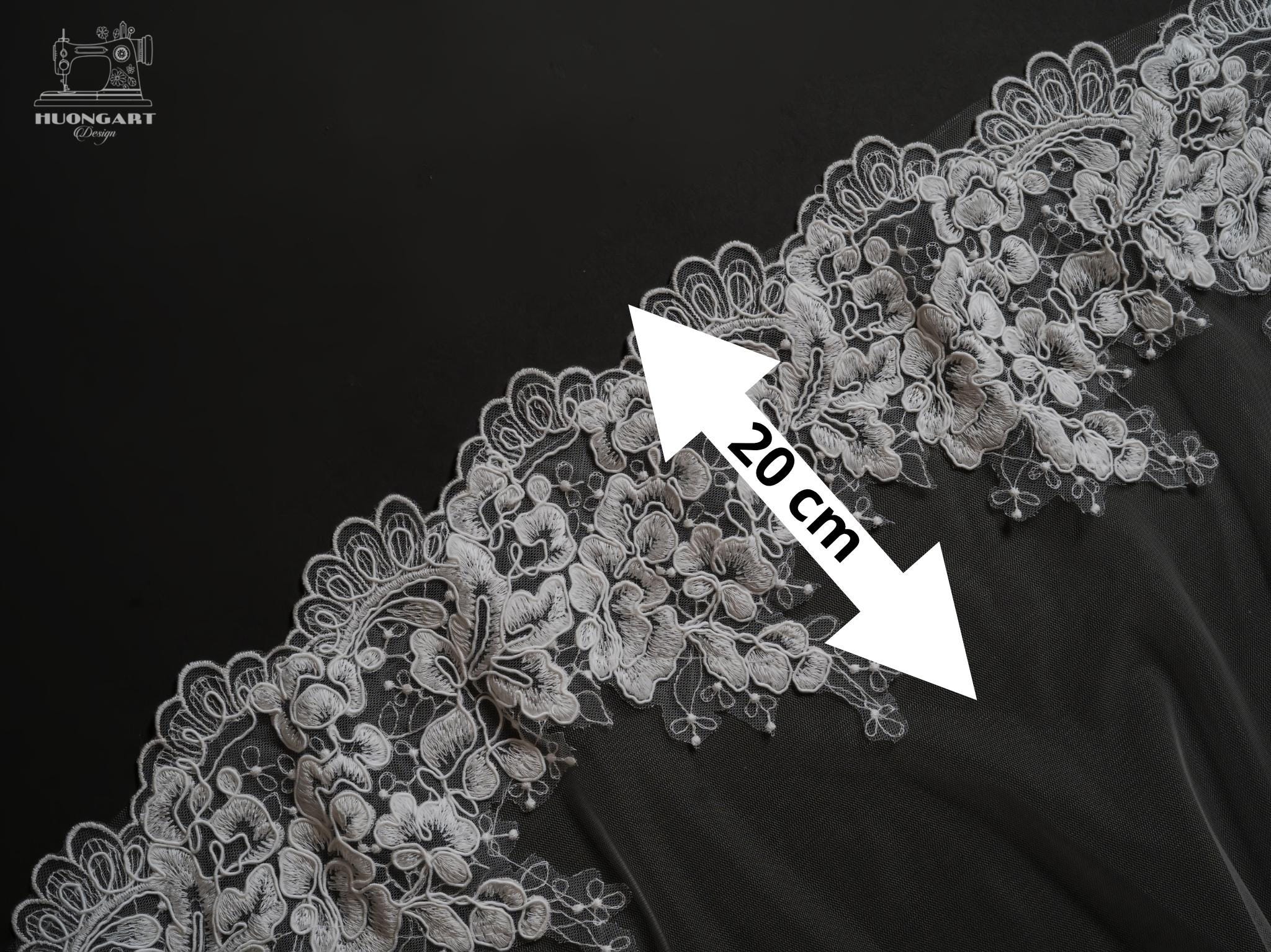 Scalloped Floral Lace Mantilla Bridal Veil | Cathedral Length