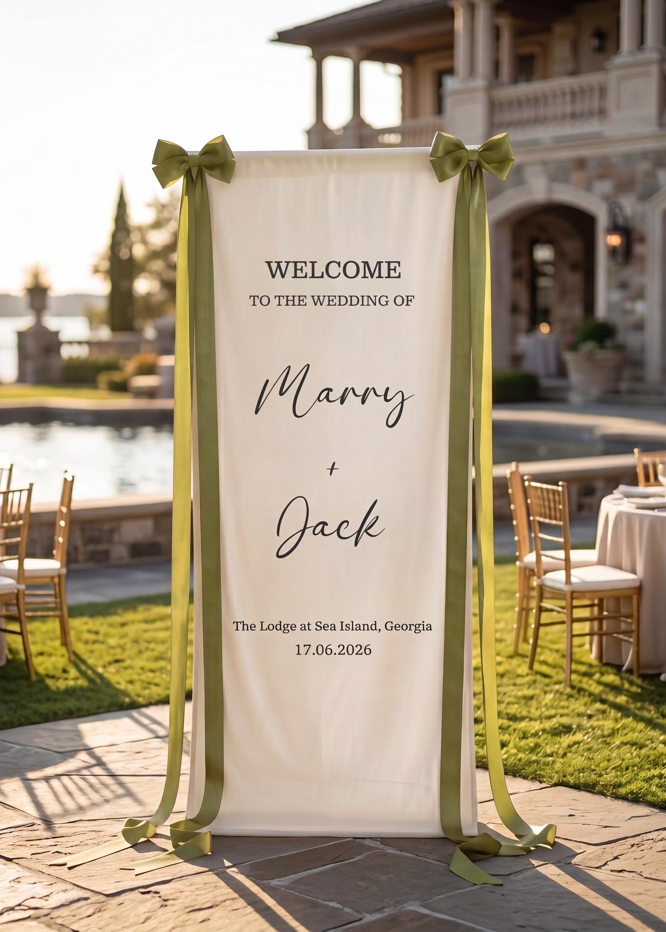 Linen Wedding Welcome Banner | Personalized Fabric Ceremony Sign