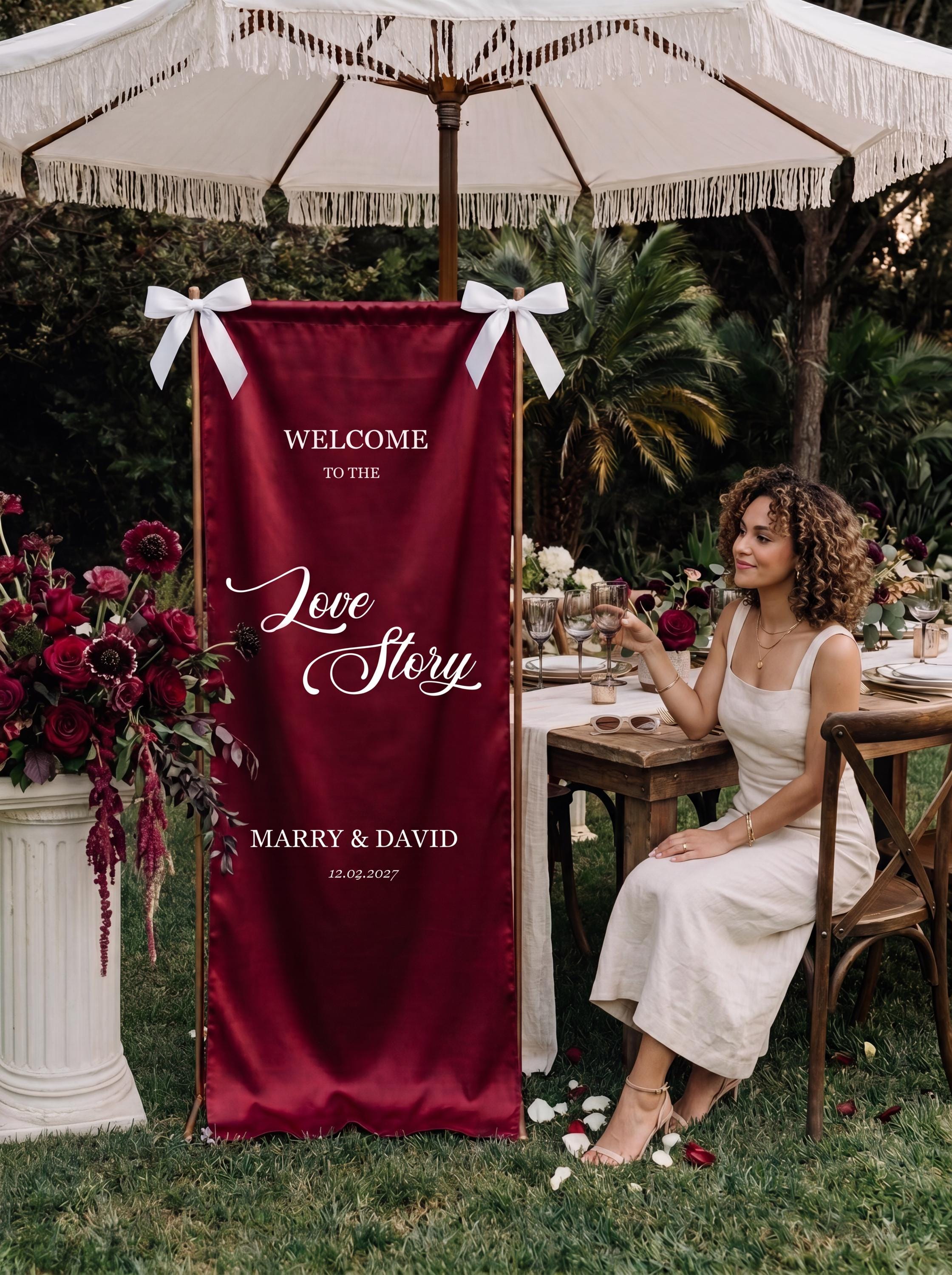 Personalized Silk Welcome Banner | Custom Wedding Ceremony Sign