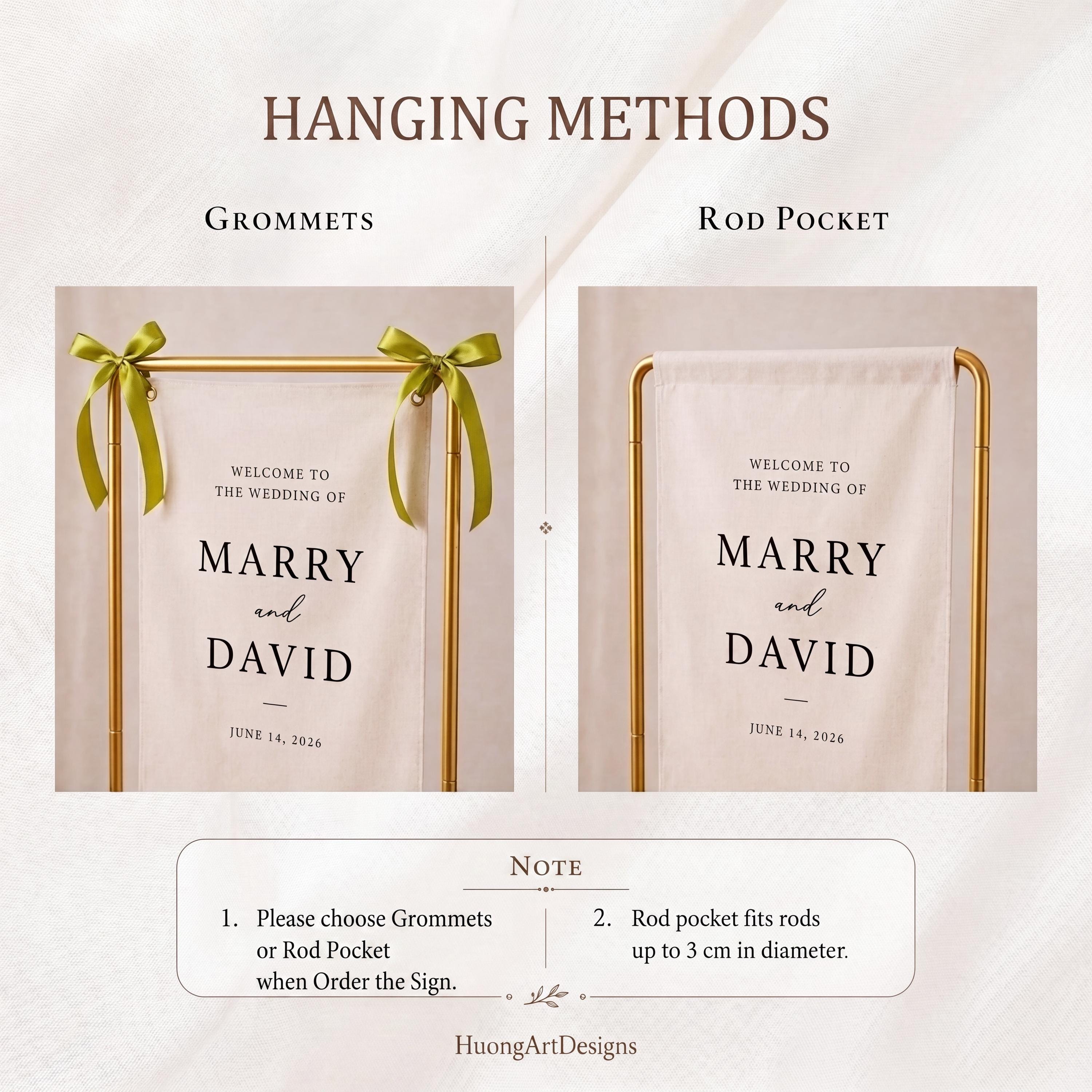 Personalized Silk Welcome Banner | Custom Wedding Ceremony Sign