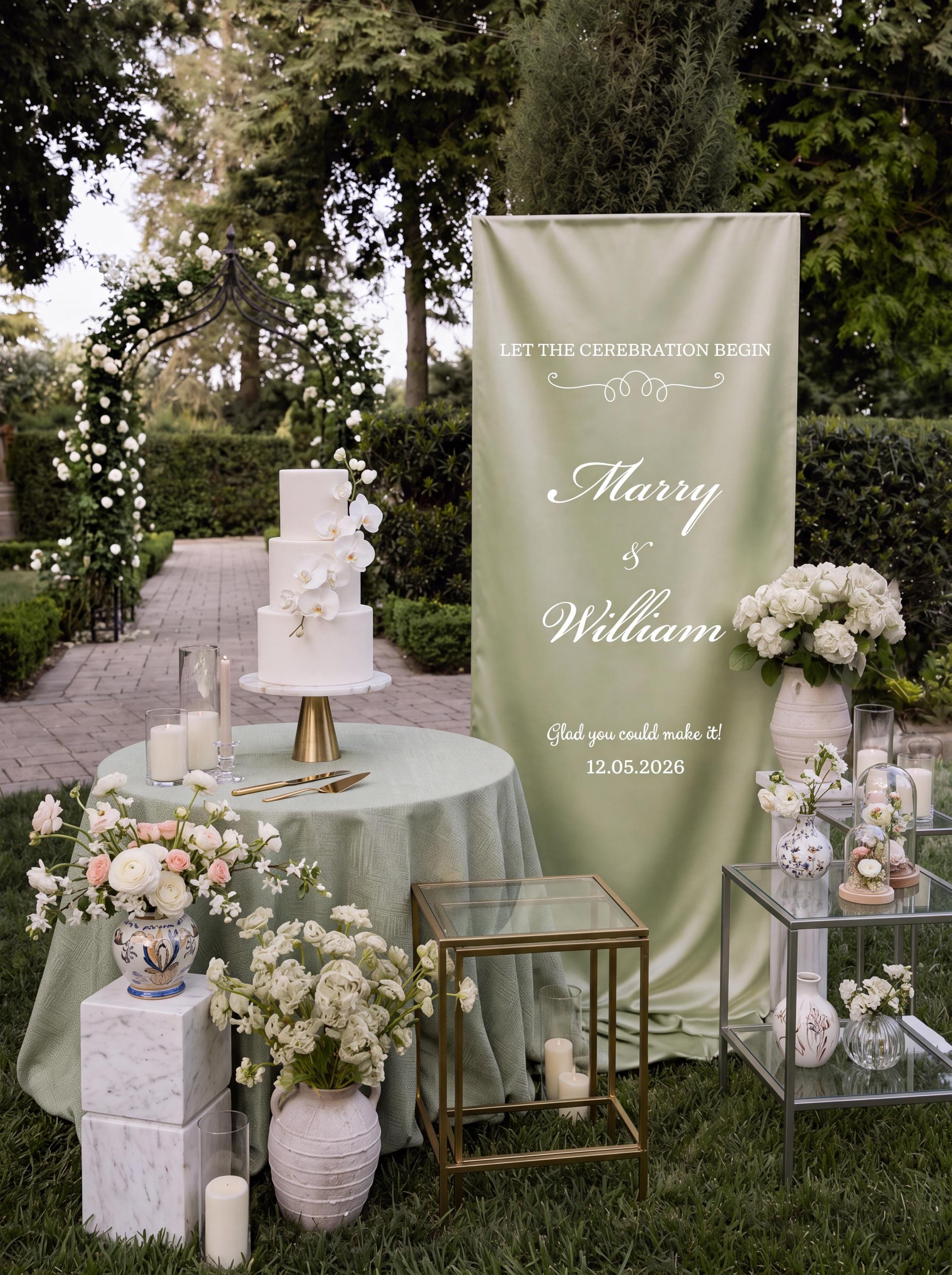Personalized Silk Welcome Banner | Custom Wedding Ceremony Sign