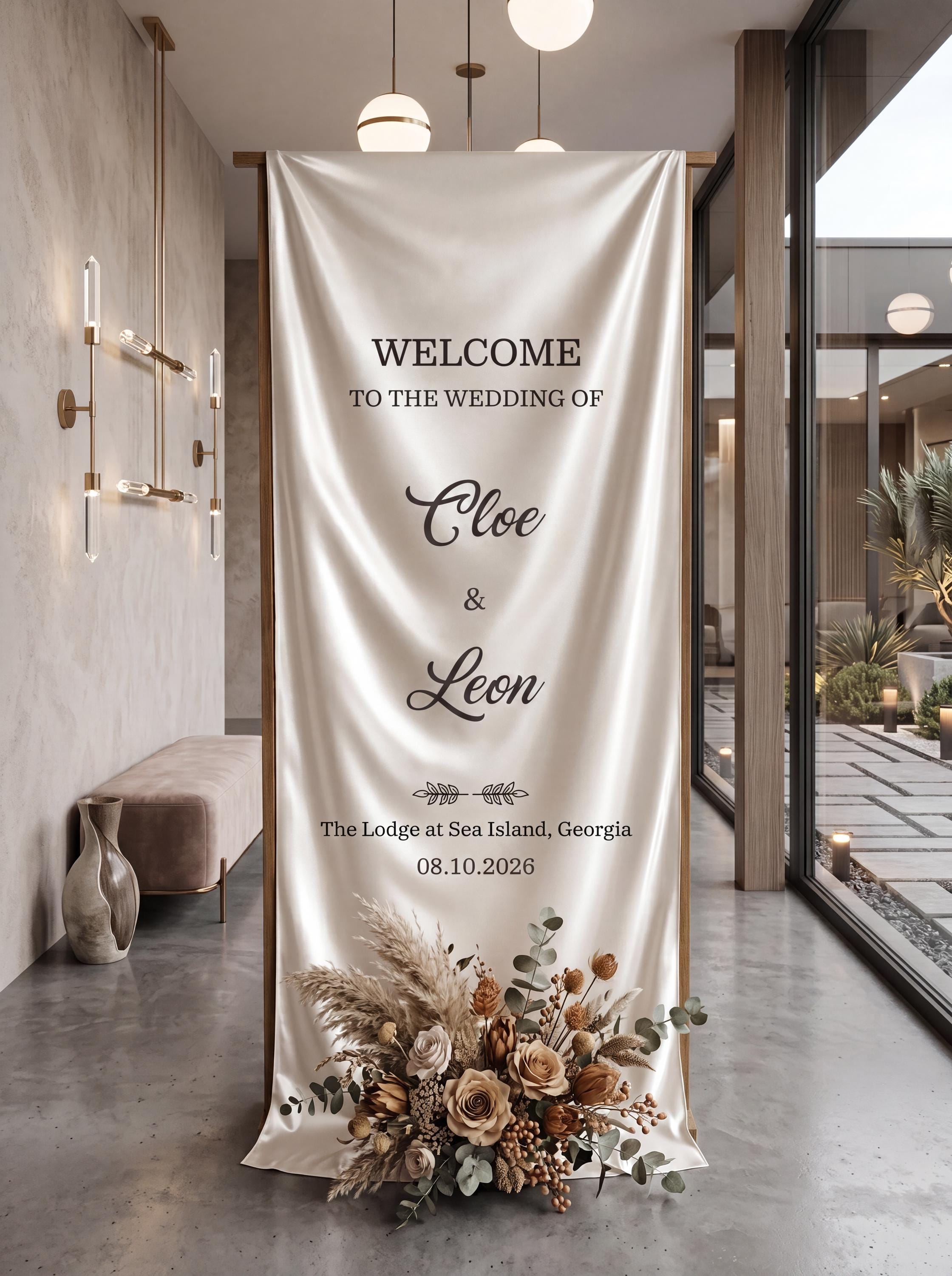 Personalized Silk Welcome Banner | Custom Wedding Ceremony Sign