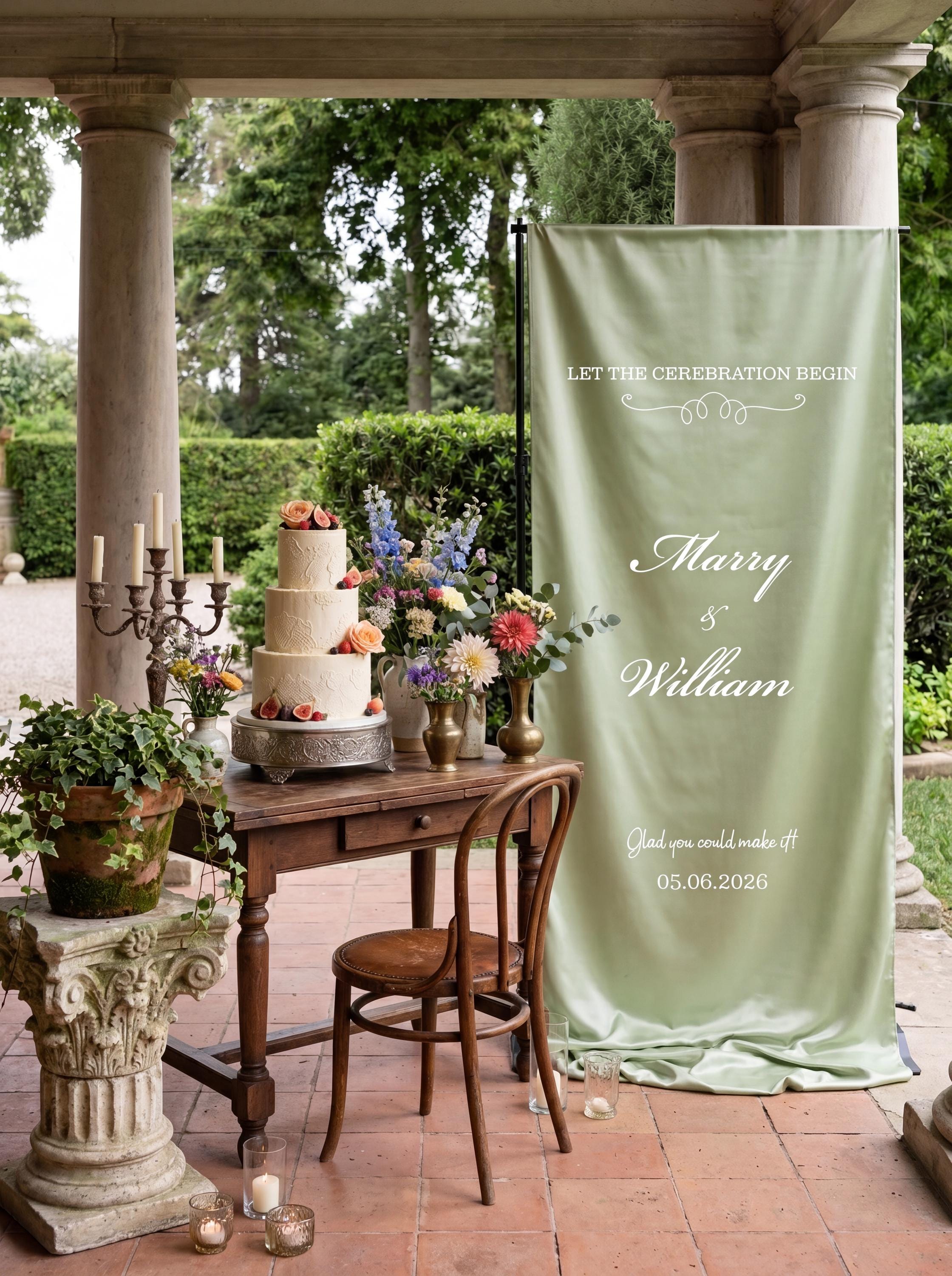 Personalized Silk Welcome Banner | Custom Wedding Ceremony Sign