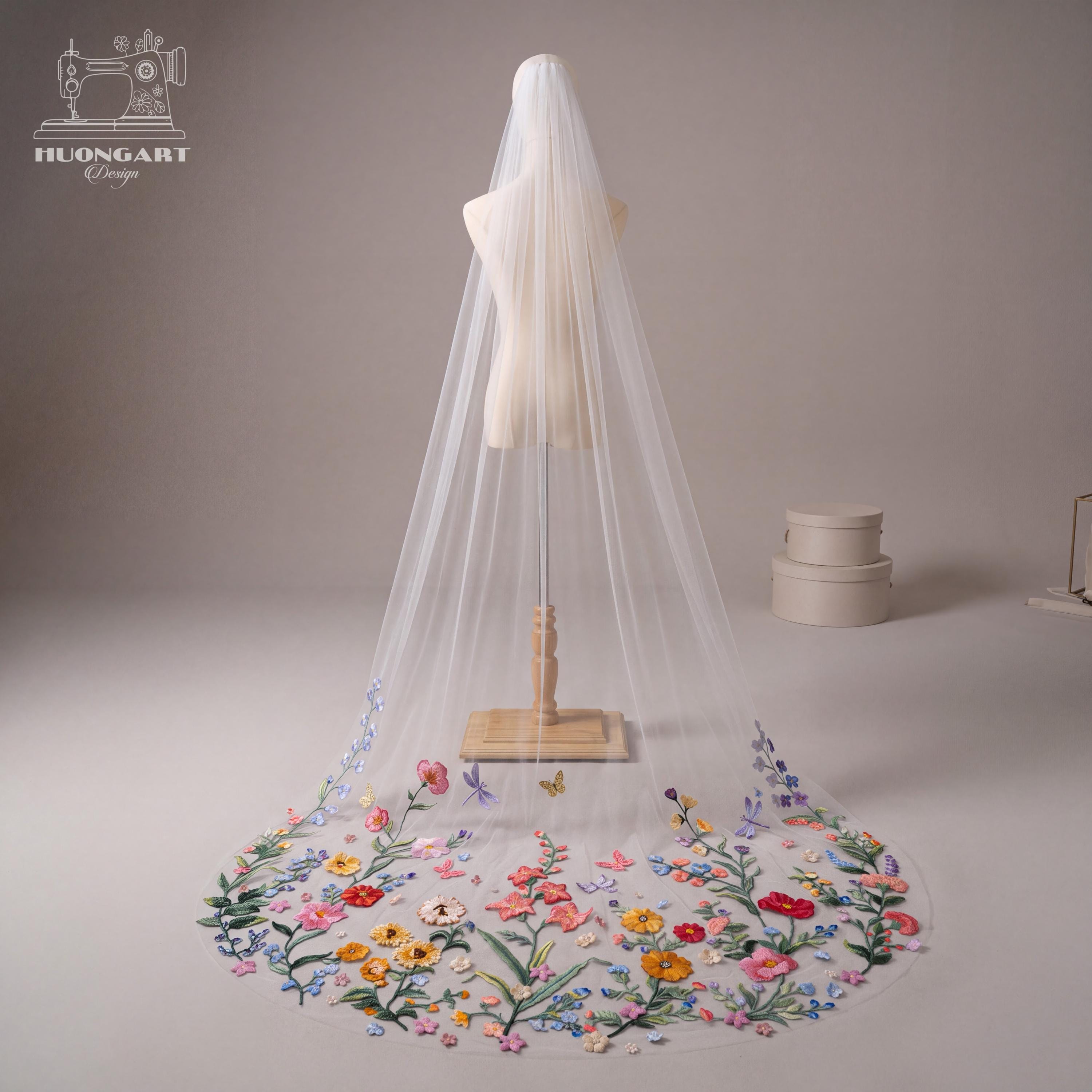 Bespoke Botanical Meadow Embroidered Wedding Veil