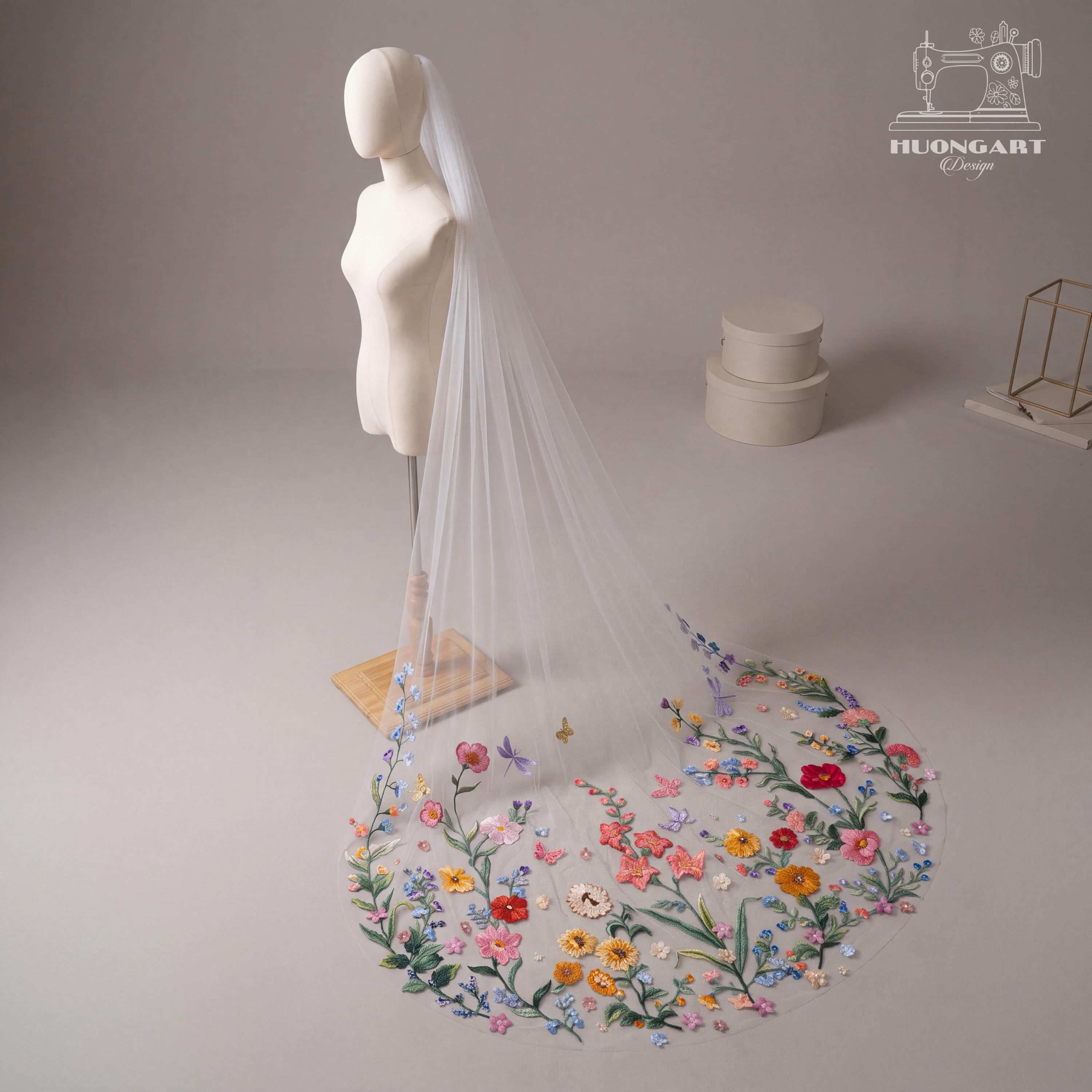 Bespoke Botanical Meadow Embroidered Wedding Veil