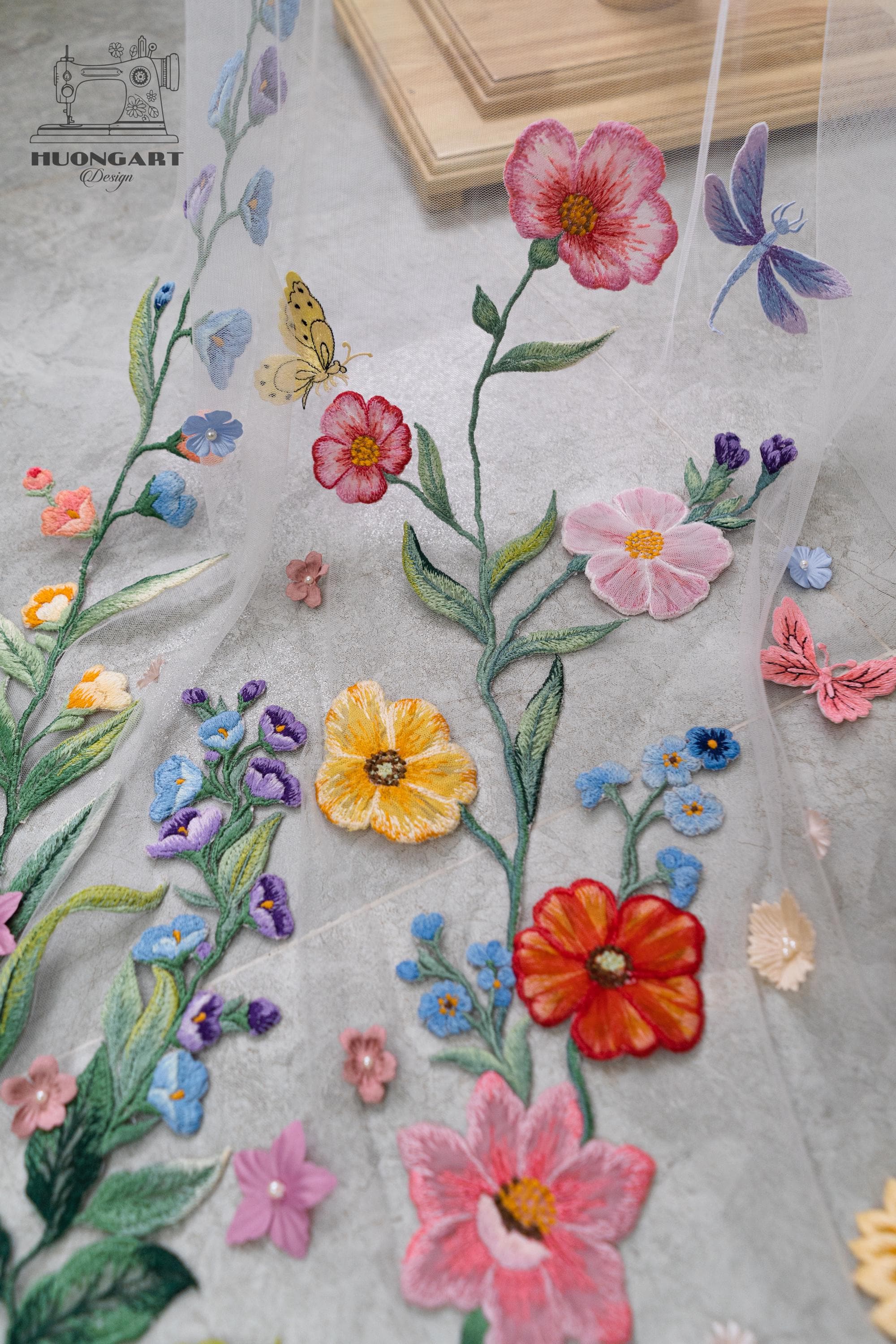 Bespoke Botanical Meadow Embroidered Wedding Veil