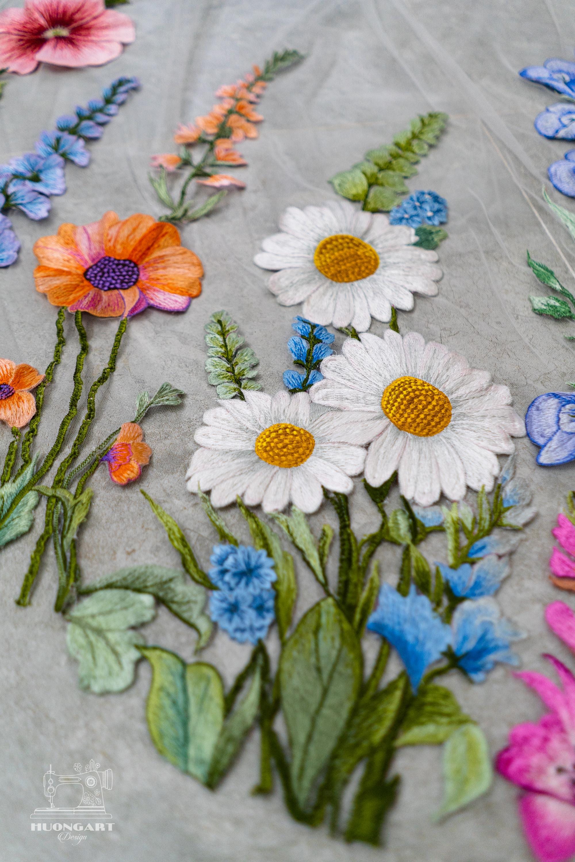 Custom Wildflower Embroidered Wedding Veil – Cathedral Length