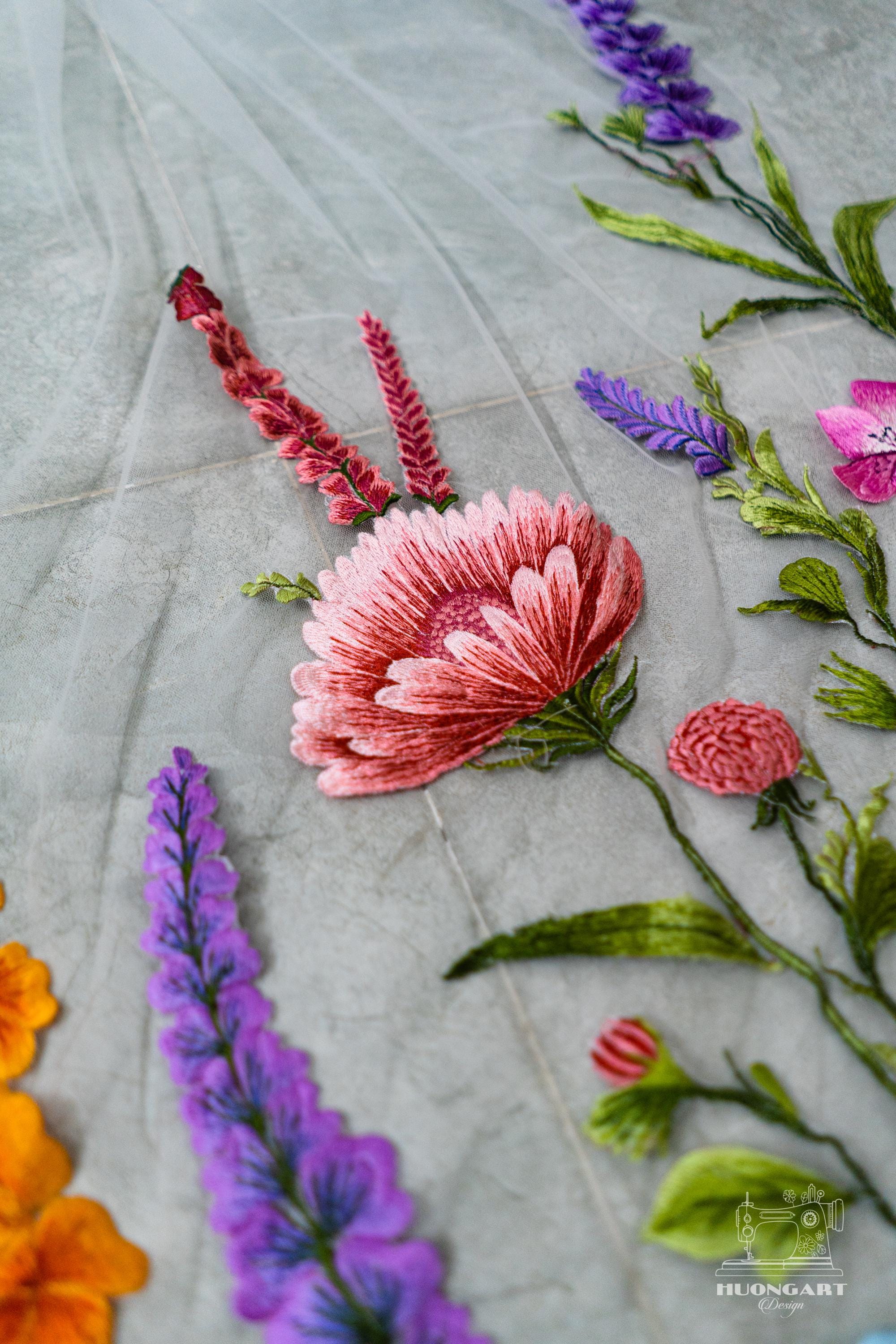 Custom Wildflower Embroidered Wedding Veil – Cathedral Length