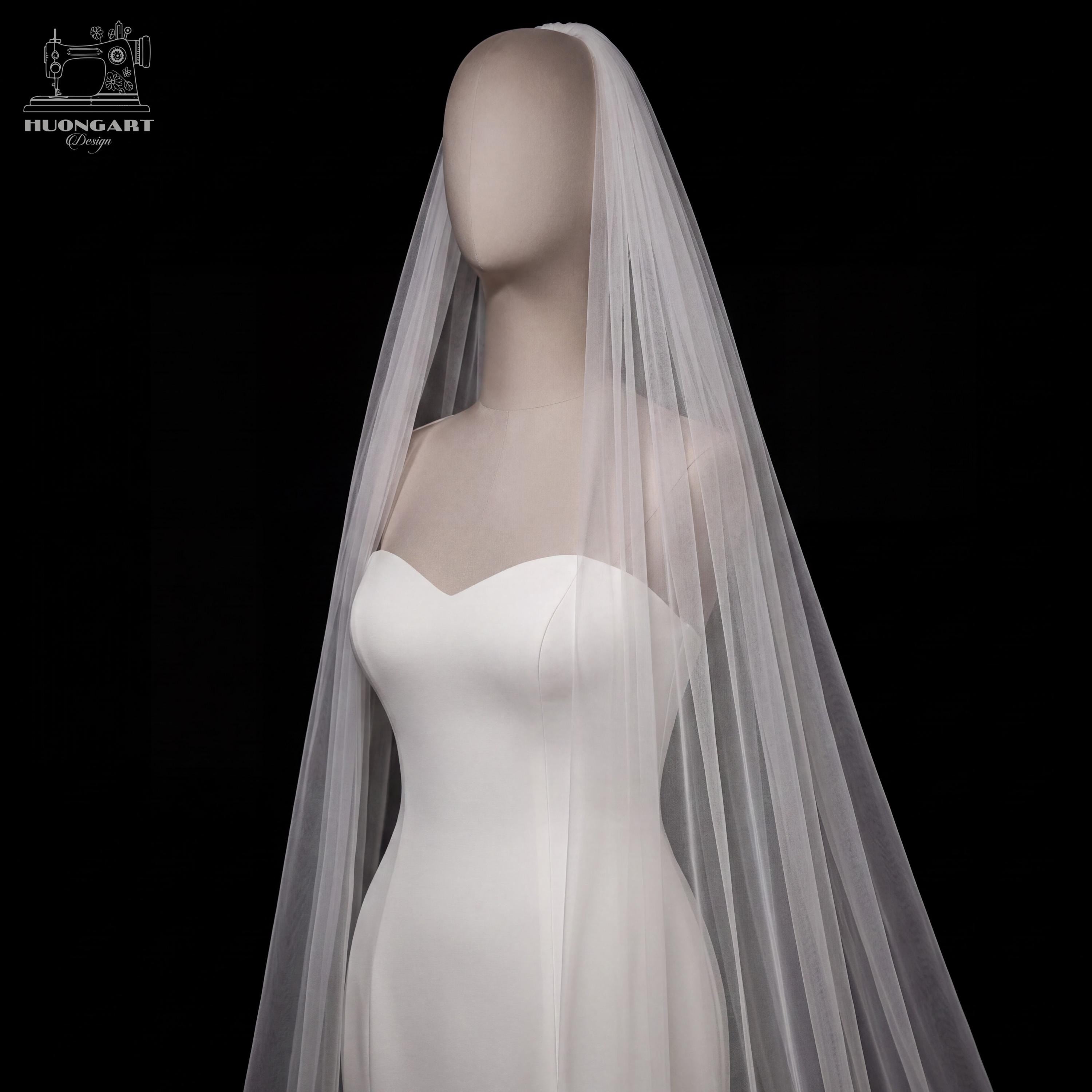 3M Extra Wide Cathedral Wedding Veil – Soft Tulle Raw Edge