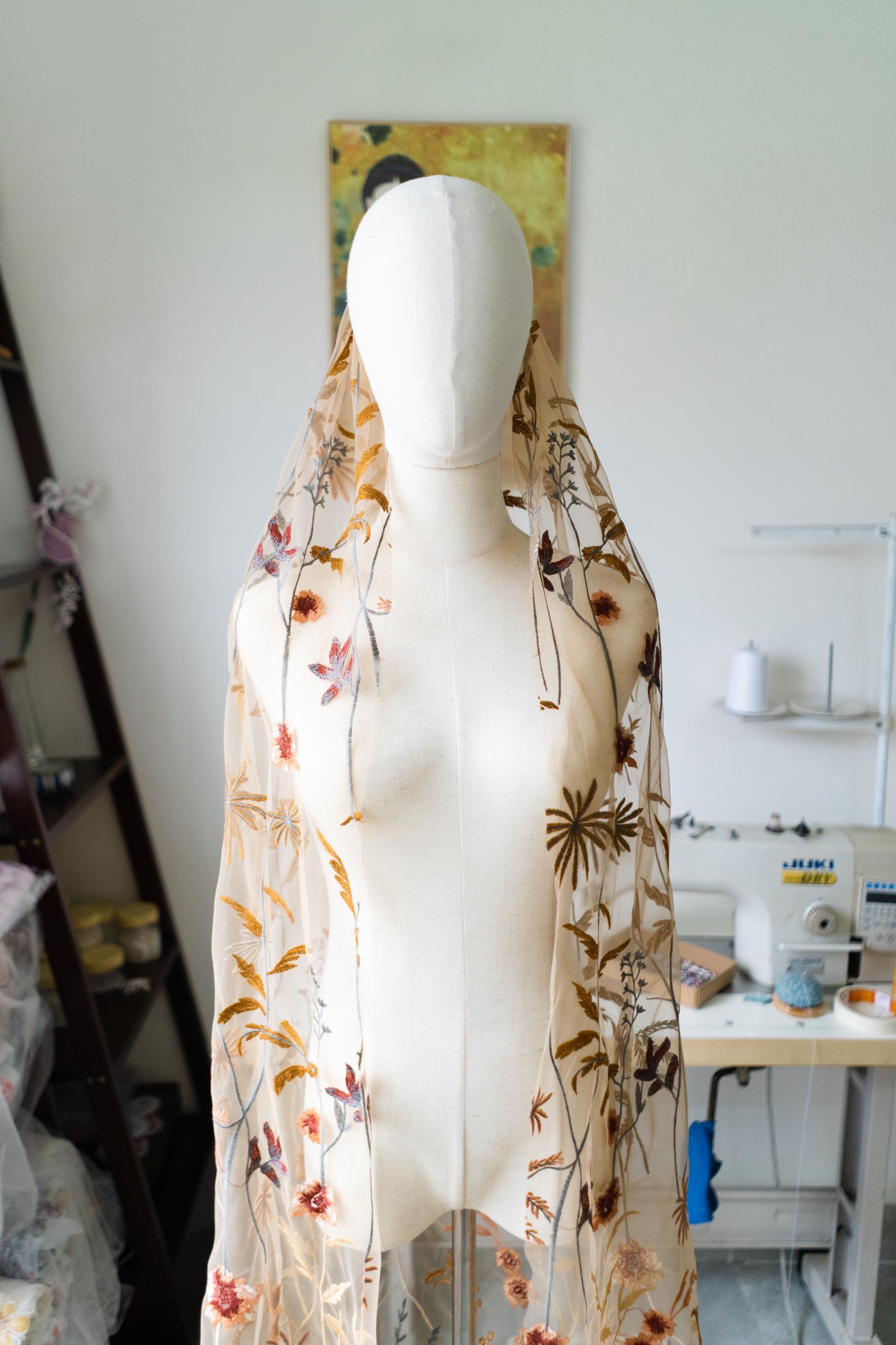 Botanical Wildflower Embroidered Bridal Veil | Terracotta Cathedral