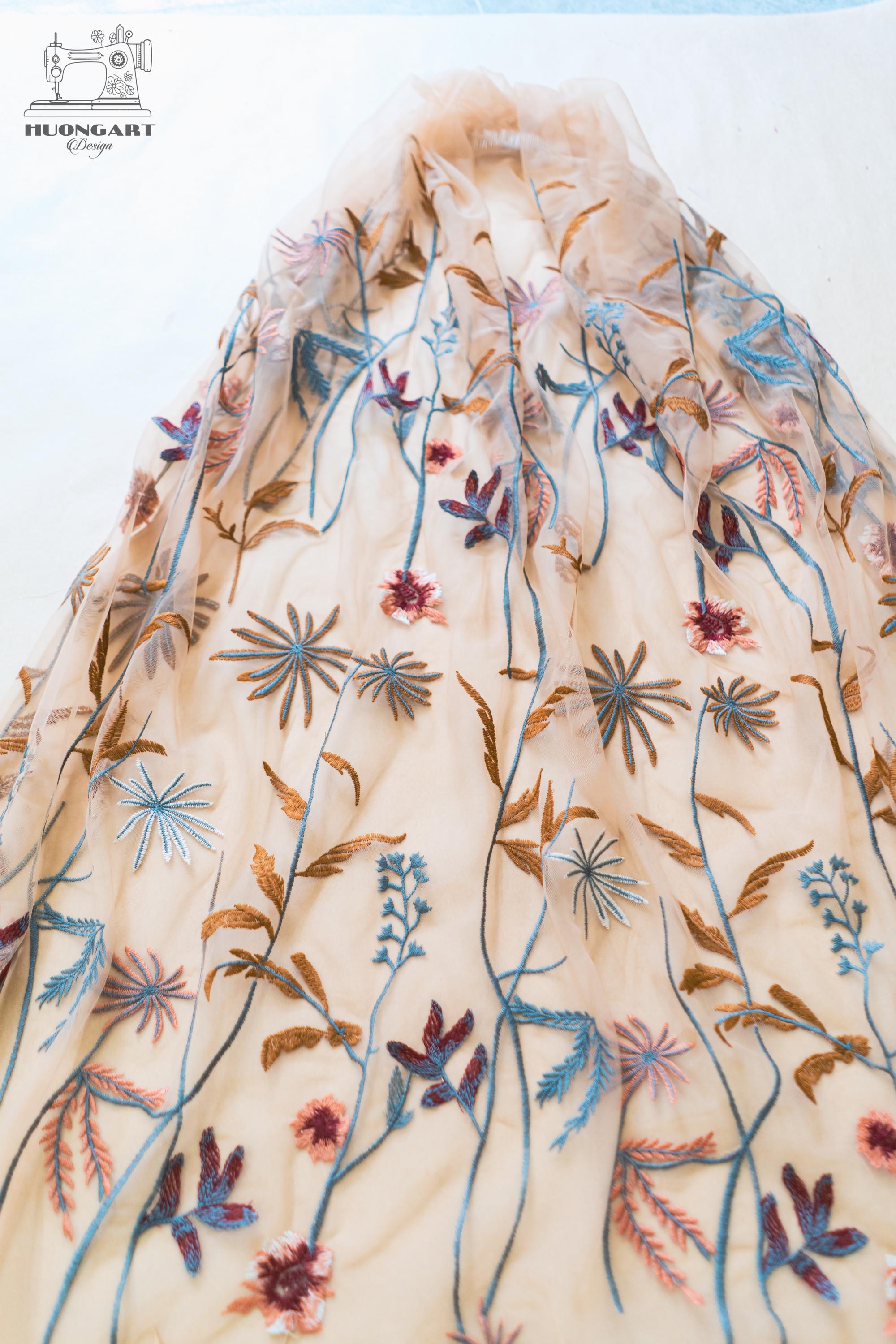 Botanical Wildflower Embroidered Bridal Veil | Terracotta Cathedral