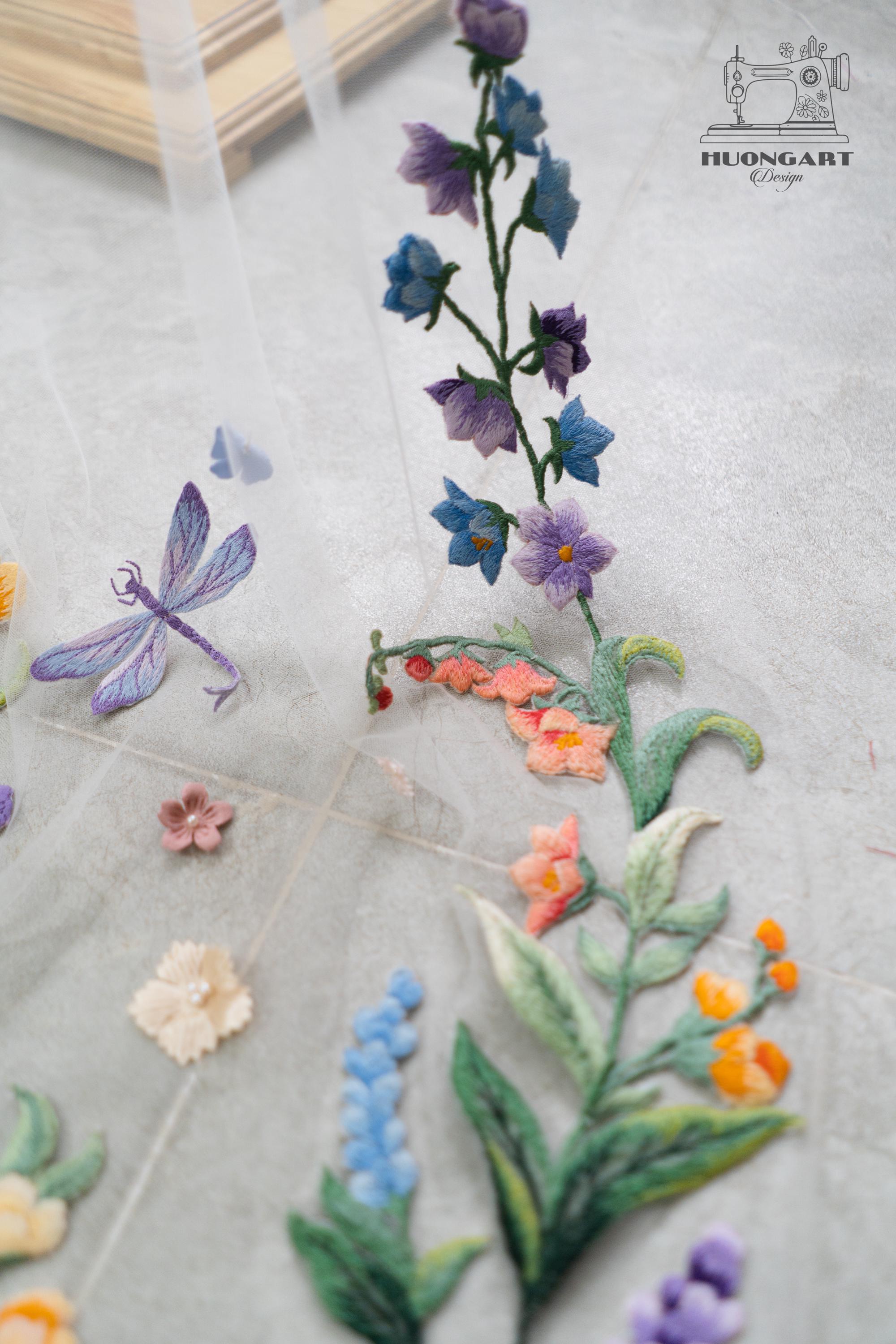 Bespoke Botanical Meadow Embroidered Wedding Veil