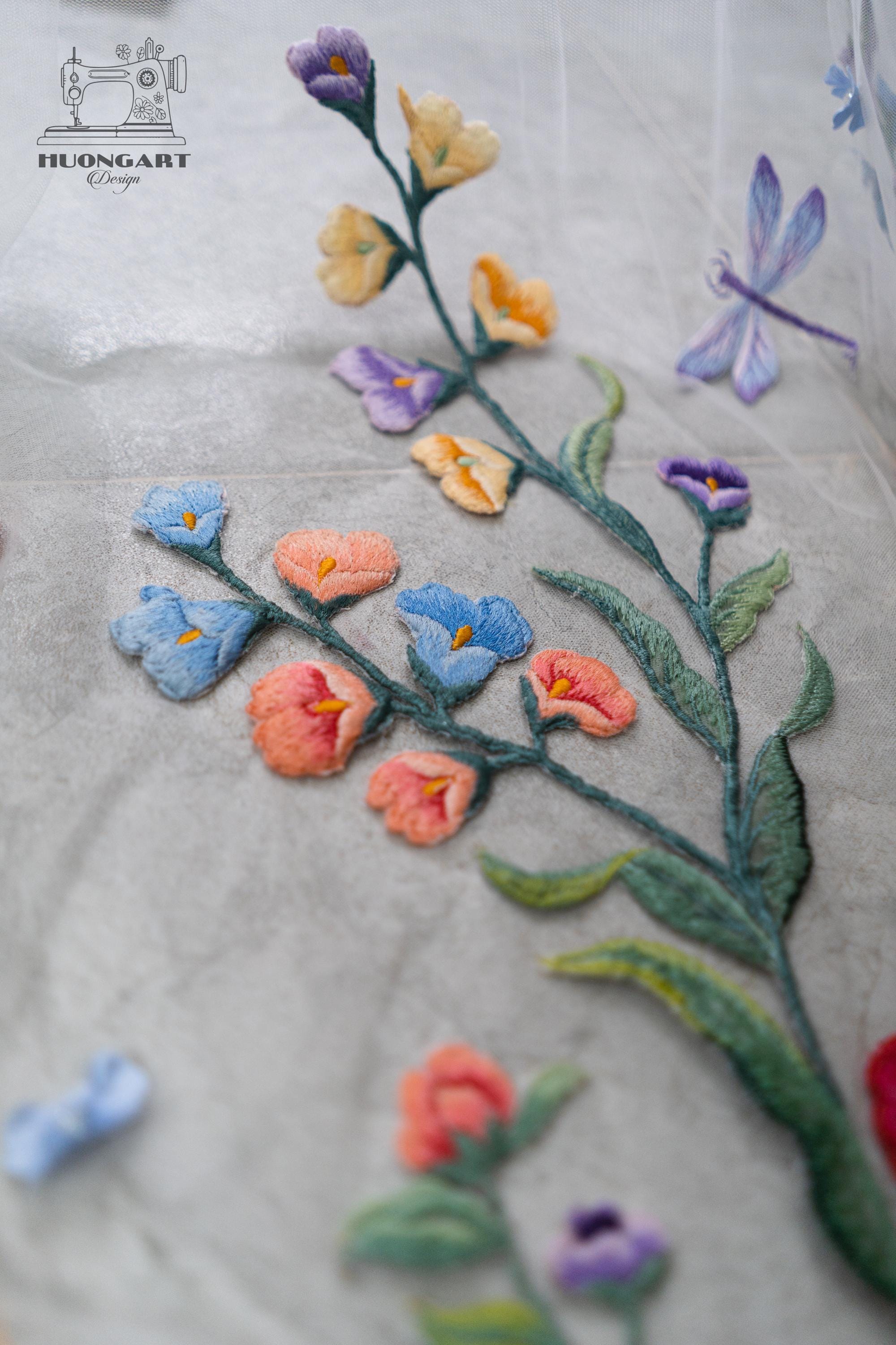 Bespoke Botanical Meadow Embroidered Wedding Veil
