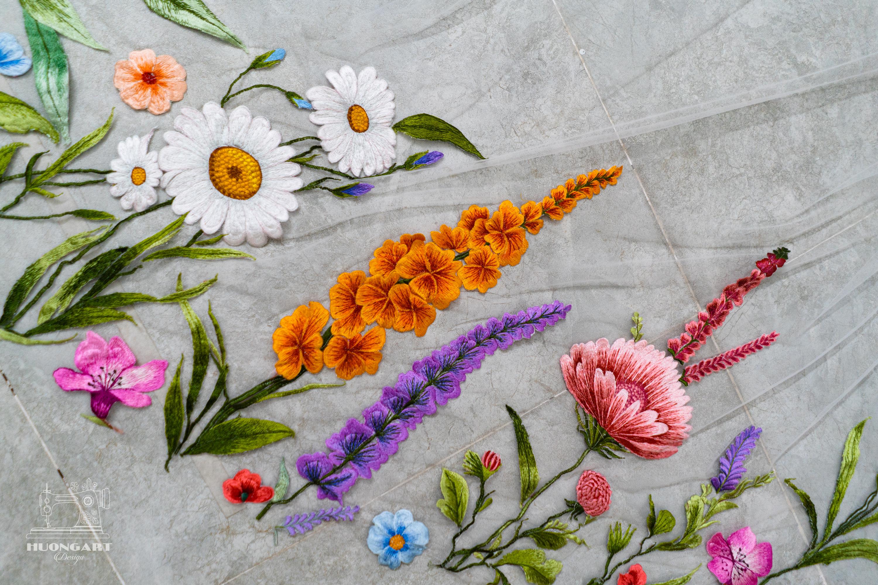 Custom Wildflower Embroidered Wedding Veil – Cathedral Length