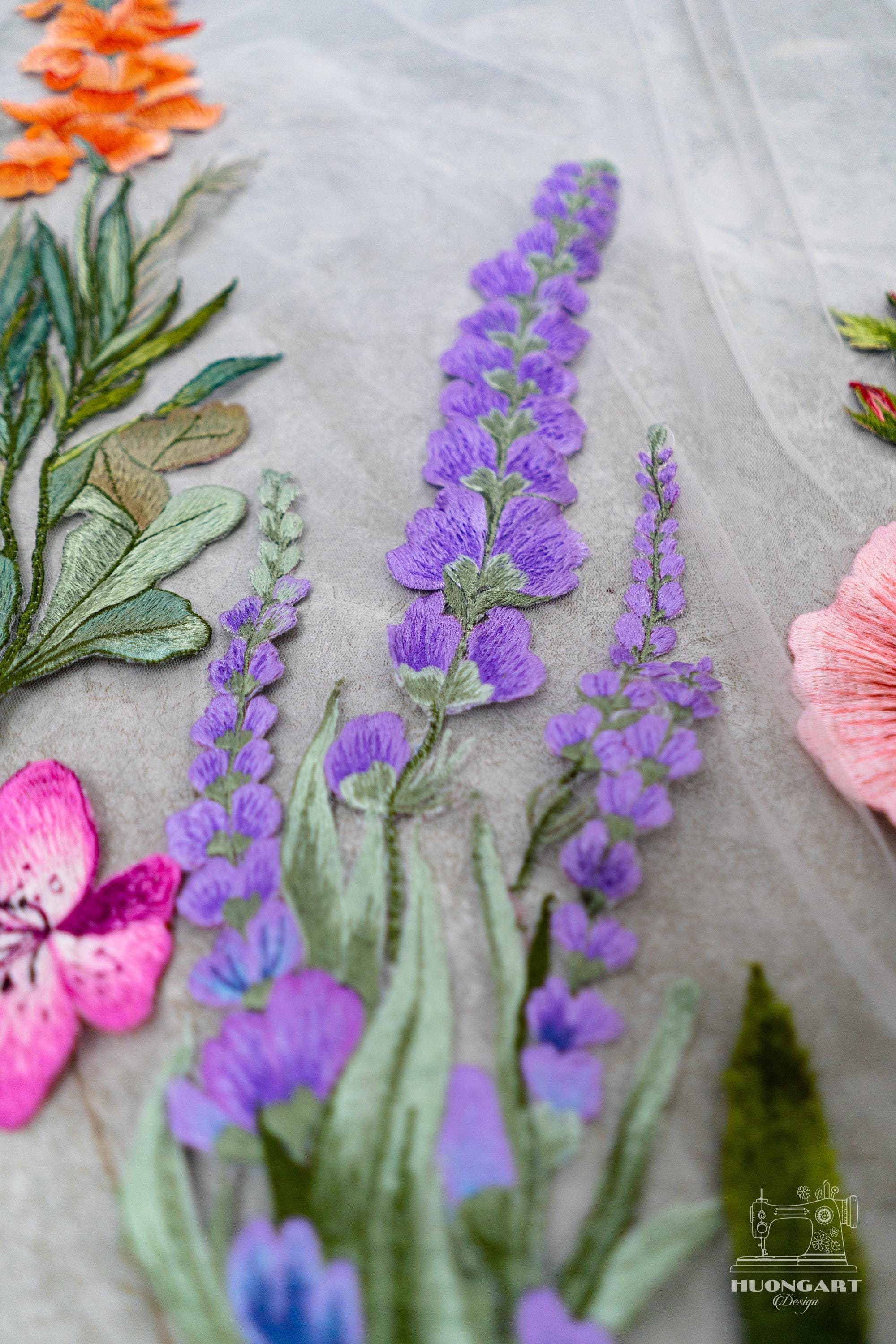 Custom Wildflower Embroidered Wedding Veil – Cathedral Length