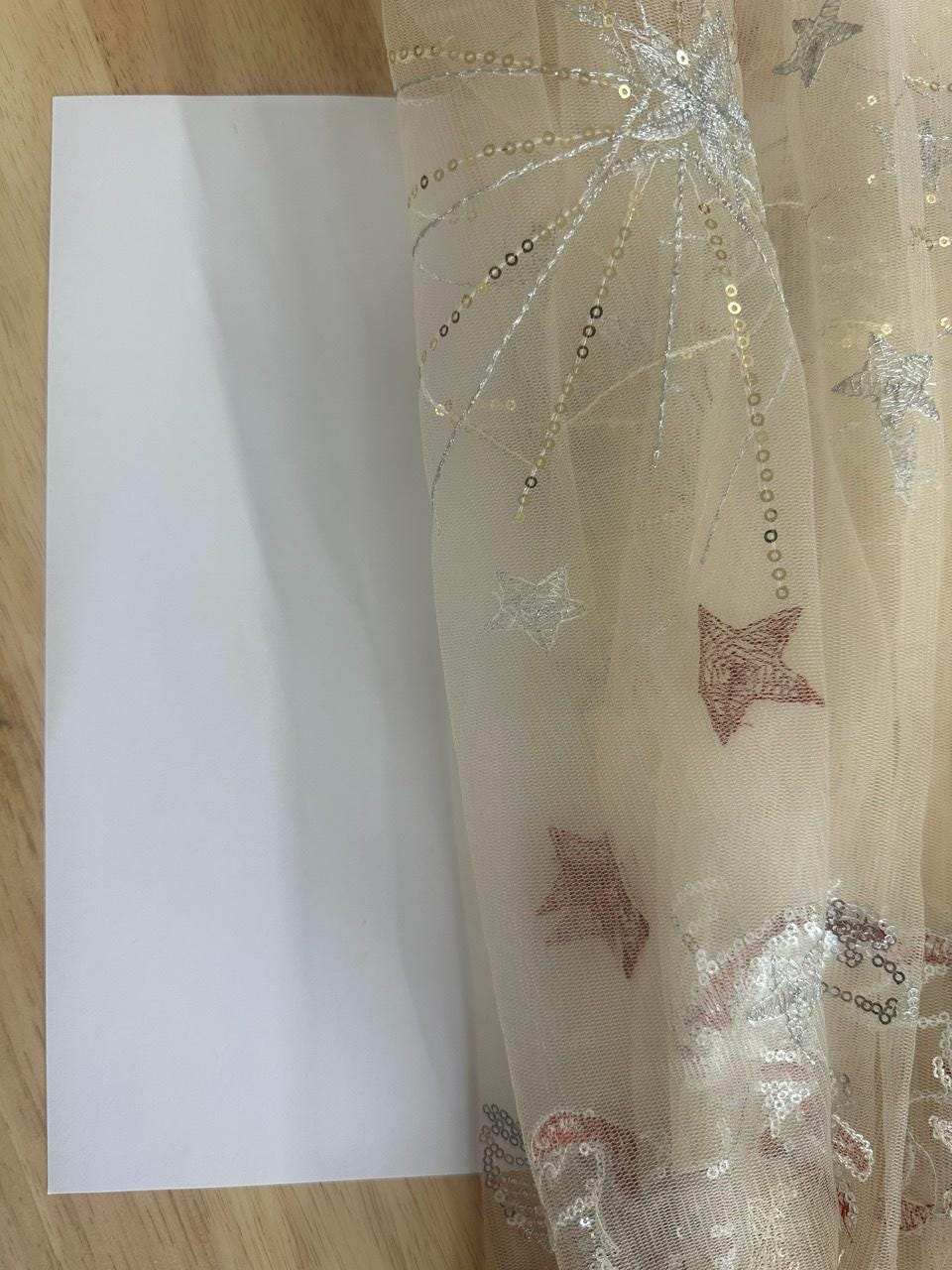 Pegasus Celestial Sequin Bridal Veil | Champagne Fingertip Cut